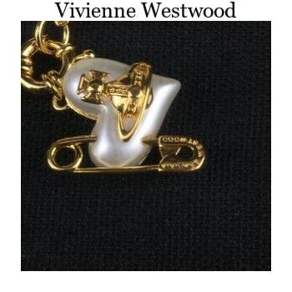 Vivienne Westwood Bas Relief Pearl Necklace Gold Tone LARGE - Picture 4 of 5